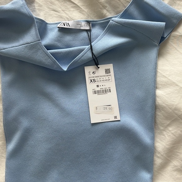 Zara Tops Brand New Zara Baby Blue Crop Top Poshmark